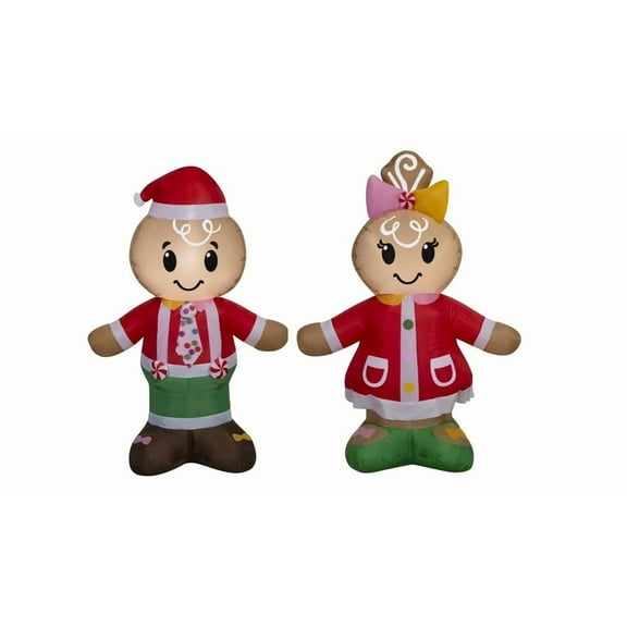 Multicolor Airblown Gingerbread Boy & Girl Christmas Yard Inflatable, 48 inch