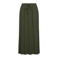 thumbnail image 5 of Wxolcjlv Womens Solid Side Slit Maxi Skirt Drawstring Waist Casual Travel Long Skirts, 5 of 6