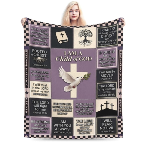 Christian Gifts for Women Blanket- I Am a Child of God Blankets - Inspirational Religious Birthday Catholic Spiritual & Baptism Confirmation Gifts 50x40