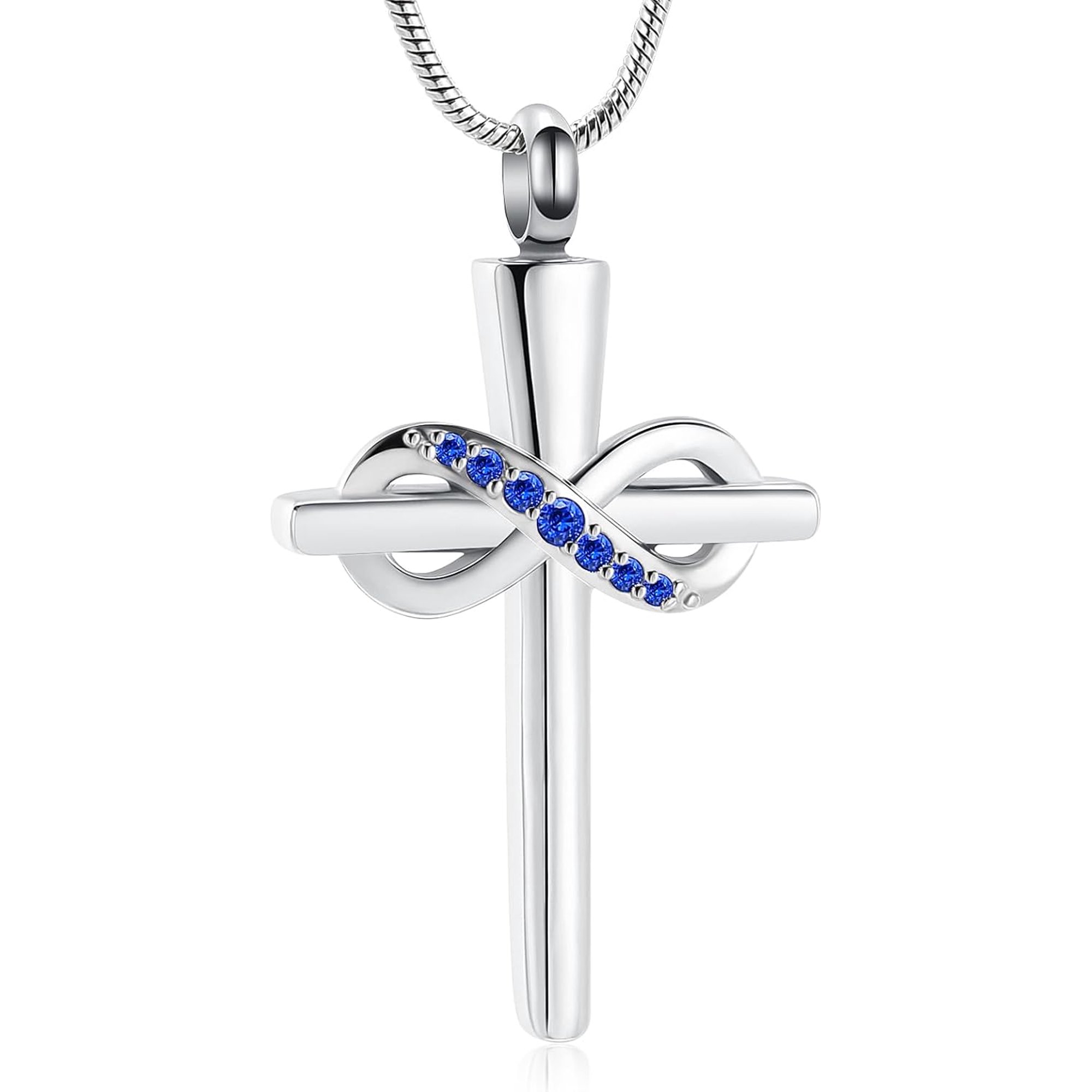 Infinity Love Cross Cremation Jewelry Ashes Religious Cross Urn Necklace for Women Memorial Keepsake Pendant for Women
