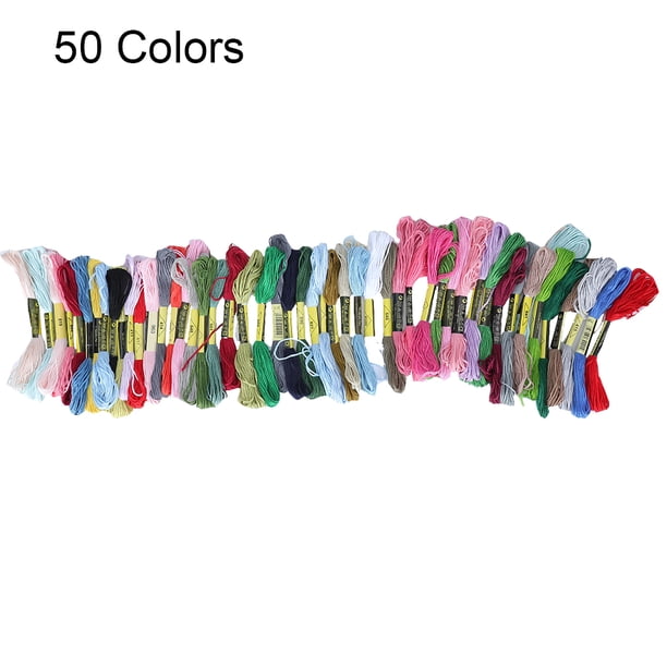Juego de 50 madejas de hilo de colores para bordar y coser, para hacer tú mismo, con agujas de fieltro, kit de 5 ciclos de bambú
