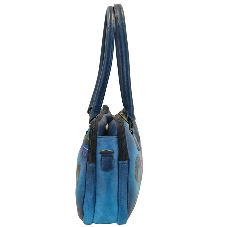 ANNA by Anuschka Women s Genuine Leather Hand Painted Satchel Handbag Multi Color