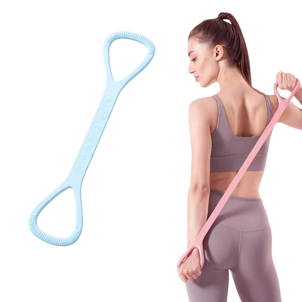 Figure 8 Resistance Band, Silicone Exercise Band with Anti-Slip Handles for Yoga Pilates Strength Training
