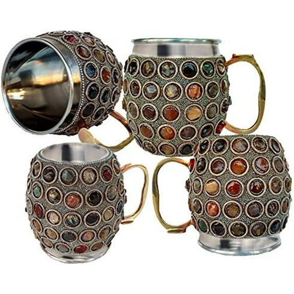 Rastogi Handicrafts Stainless Steel Beer, Vodka, Wine, Cocktail, Cold Drink Drinkware Mug - Cup (4)