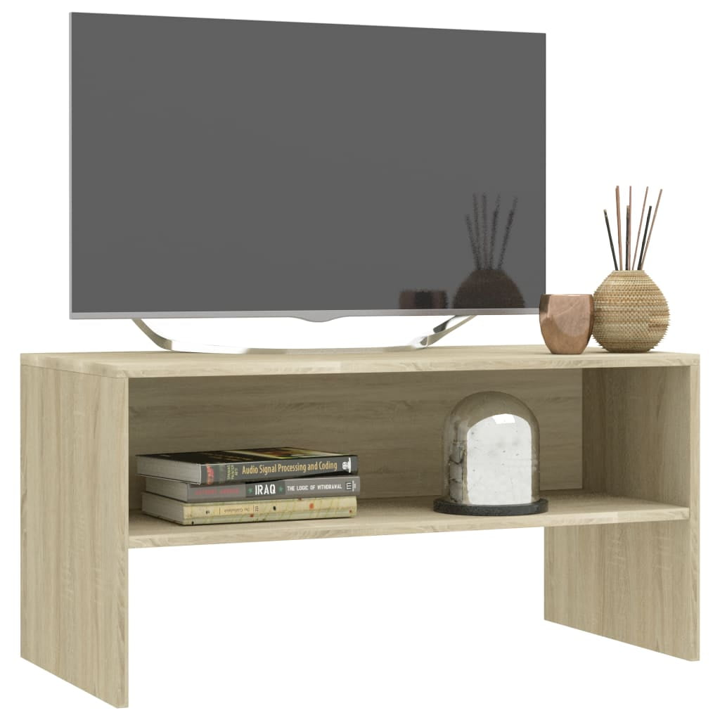 Kepooman 31.5" Modern Rectangle TV Cabinet Stand Console Table with Storage Shelf for Living Room, Brown
