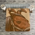 thumbnail image 3 of Ambesonne Animal Quilted Bedspread Set 3 Pcs, Engraving Horse Head, Queen Size, Brown and Sand Brown, 3 of 3