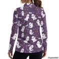 thumbnail image 2 of Xoenoiee Ghost Bat Star Print Womens Long Sleeve Polo Golf Shirts Halloween V Neck Tops Loose Fit Collared Tops Not Clingy Stretchy Business Casual Summer Fall Clothing Office Outfits, Size 2XL, 2 of 7