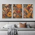 thumbnail image 2 of IDEA4WALL Framed Canvas Print Wall Art Set of 3 Retro Flowers Nature Wilderness Watercolor Floral Modern Art Boho Vintage Decorative Rustic Chic Artwork for Home Decor - White 16"x24"x3, 2 of 5