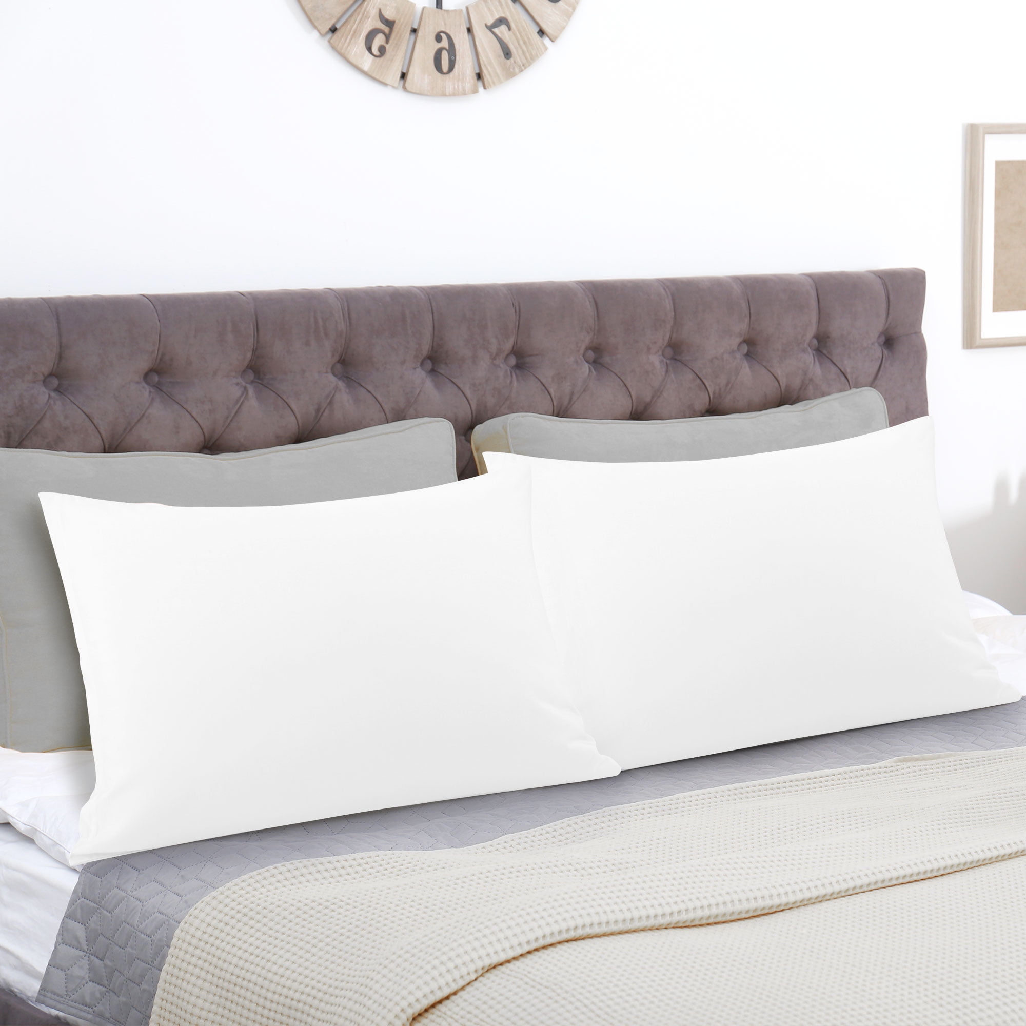 Unique Bargains 2-Piece Soft Microfiber Pillowcases, Travel, White