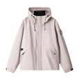thumbnail image 3 of Liuinsasek Womens Windbreaker Waterproof Raincoat Long-Sleeve Solid Color Zipper Hooded Large Pocket Jacket for Outdoor Mountain Climbing Hiking Skiing Jacket, 3 of 7