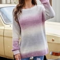 thumbnail image 2 of Yuyuzo Chandail Col Rond pour Femmes Manches Longues Œillet Dégradé Couleur Tricoté Automne Hiver, 2 of 3