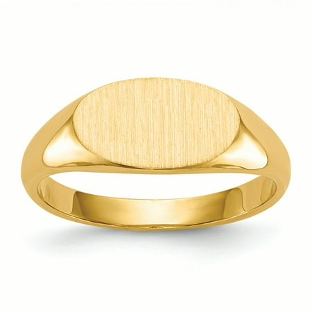 14K Yellow Gold 7 MM Oval Engravable Signet Ring, Size 6