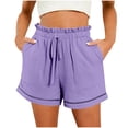 thumbnail image 1 of AQUARIVE Women's Shorts Drawstring Waist Fashion Loose Shorts Solid Color High Waisted With Pockets Wide Leg Spring Summer Breathable Athletic Gym Short Pants L, 1 of 7