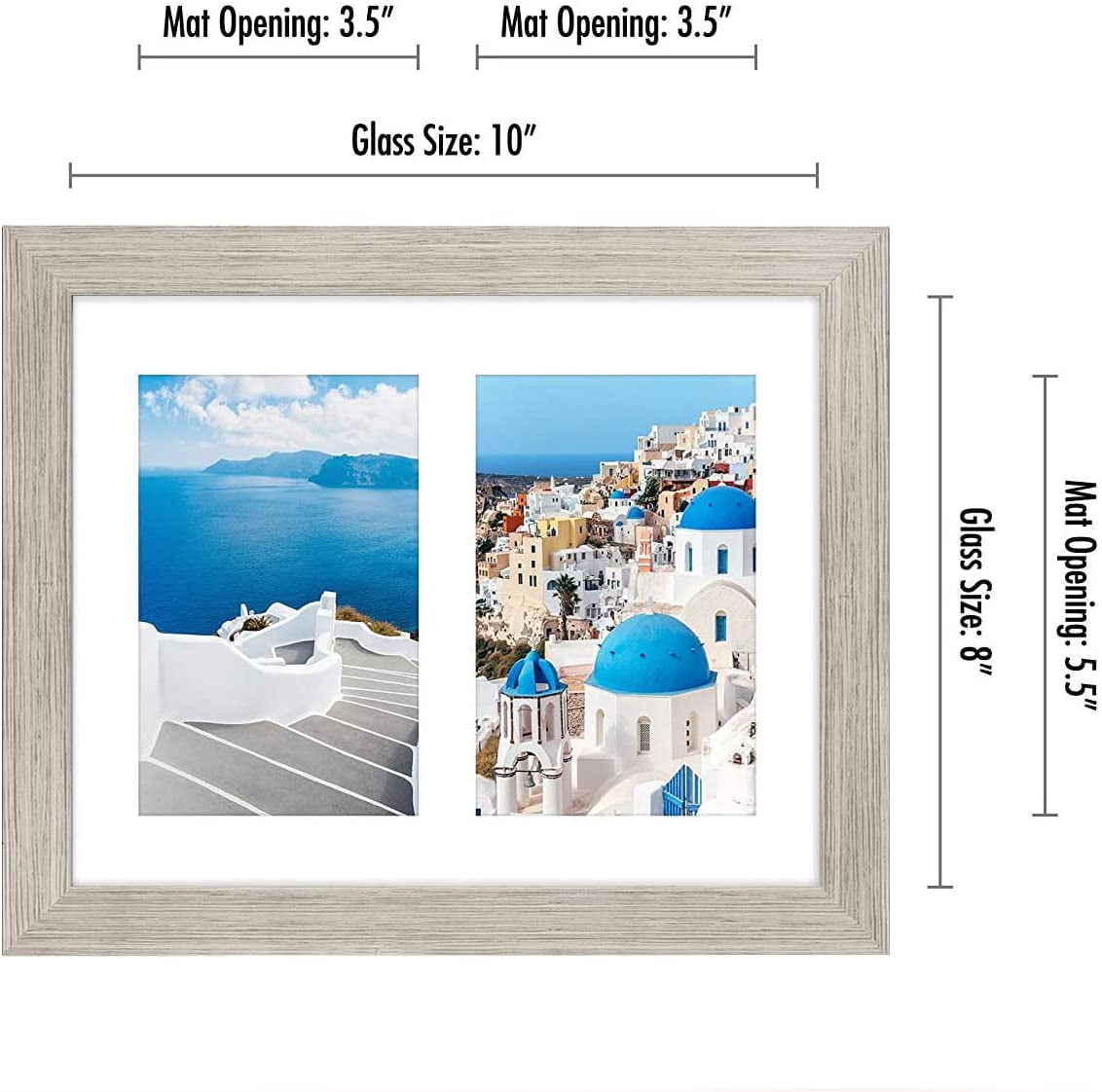 Americanflat 4x6 Double Picture Frame in Driftwood- Composite Wood with Shatter Resistant Glass - Horizontal and Vertical Formats for Wall and Tabletop