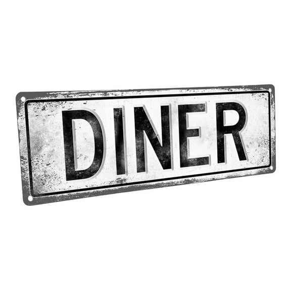 Diner 4"x12" Metal Sign, Wall Décor for Kitchen and Dining