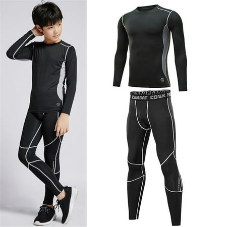 

MLFU Boys Thermal Underwear Long Johns Set Warm Base Layer Top for Kids 2-Piece Set