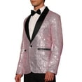 thumbnail image 4 of CHAQUETA DE DEPORTIVA CON LENTEJUELAS PARA HOMBRES INSPIRE CHIC, CON SOLAPA DE CHALECO Y UN BOTÓN, BLAZER BRILLANTE PARA BODA EN COLOR ROSA, 4 of 7