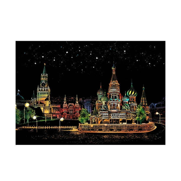 Scratchboard Serie Urbana Ciudad Escena Nocturna Pintura Papel Sketch Pad Niños Adultos Pintura Regalo Inevent FN003275-03