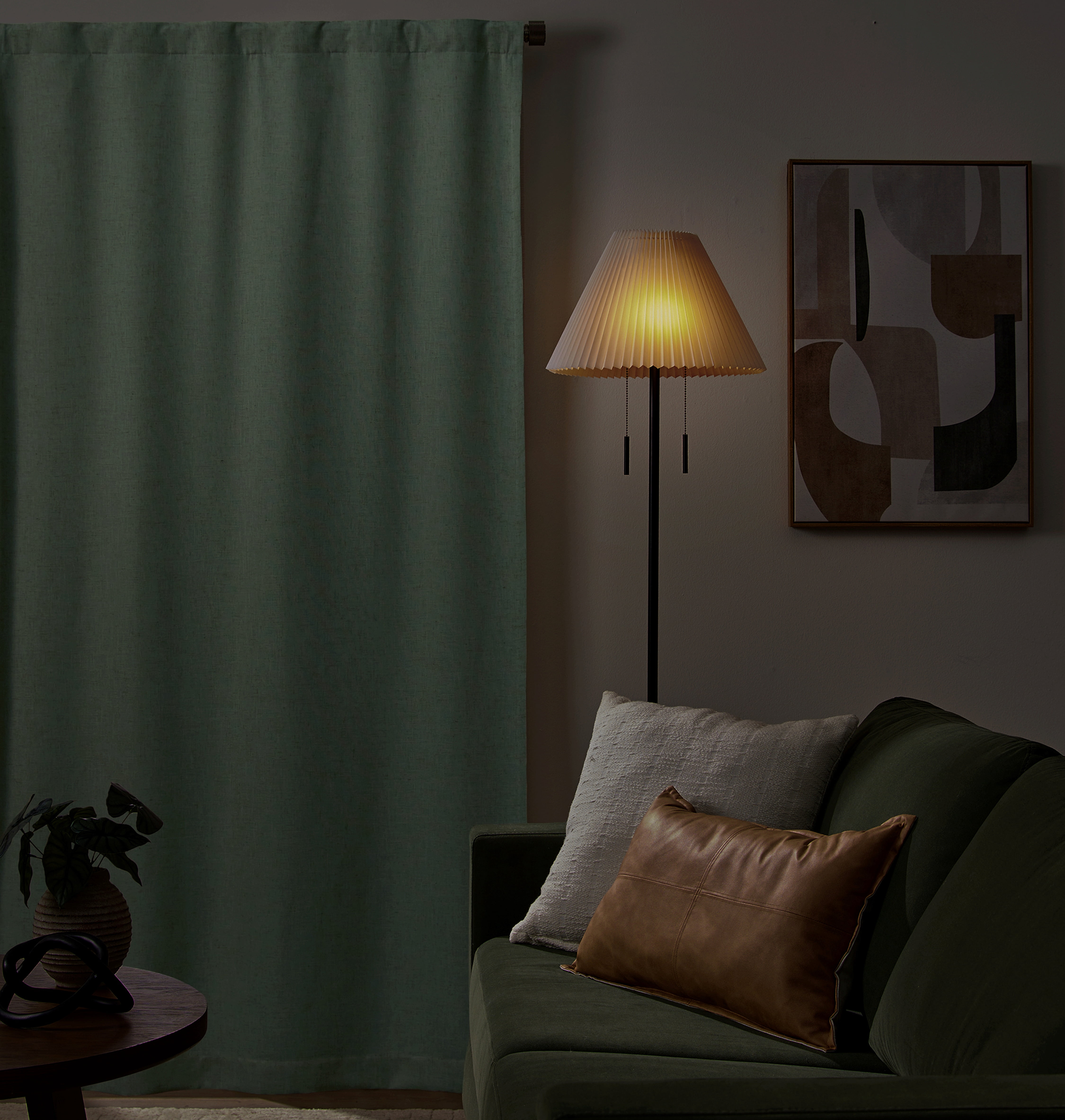 Better Homes & Gardens Textured Solid Chenille Blackout Single Curtain Panel, Green River, 50"W x 108"L