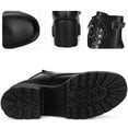 thumbnail image 3 of DARING DIVA Stylish Round Toe Platform Chunky Heels Combat Boots Black 9, 3 of 5