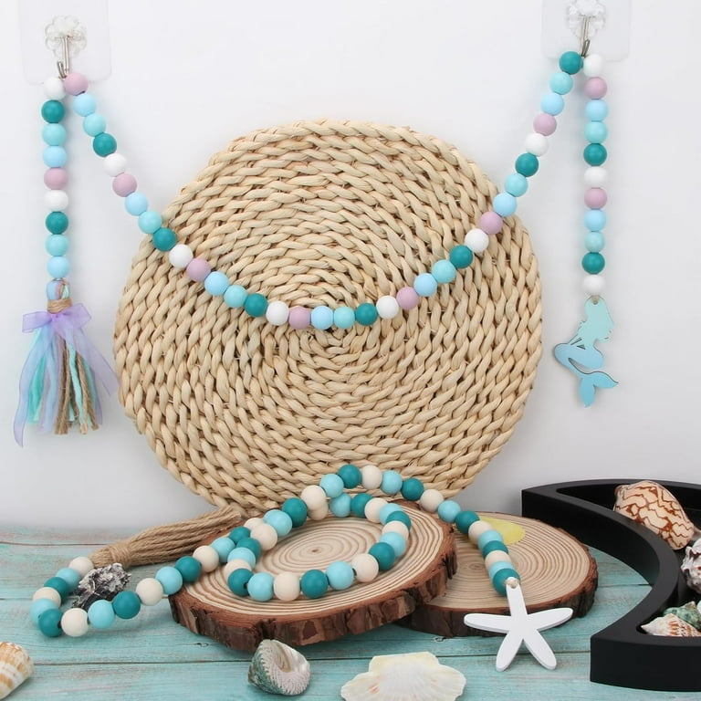 Wood Bead Garland with Tassels, Pcs Ft Handmade Natural