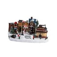 thumbnail image 3 of Adorno de casa de pueblo navideño, decoración de escritorio, figura coleccionable de resina resistente para exhibición de mesa navideña en interiores, 3 of 10