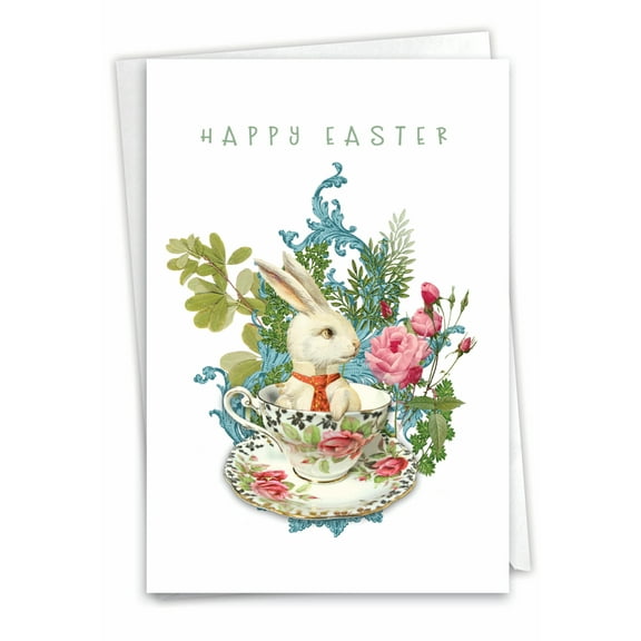 1 Easter Card with Envelope - Victorian Blooms and Bunnies Easter C3513AEAG