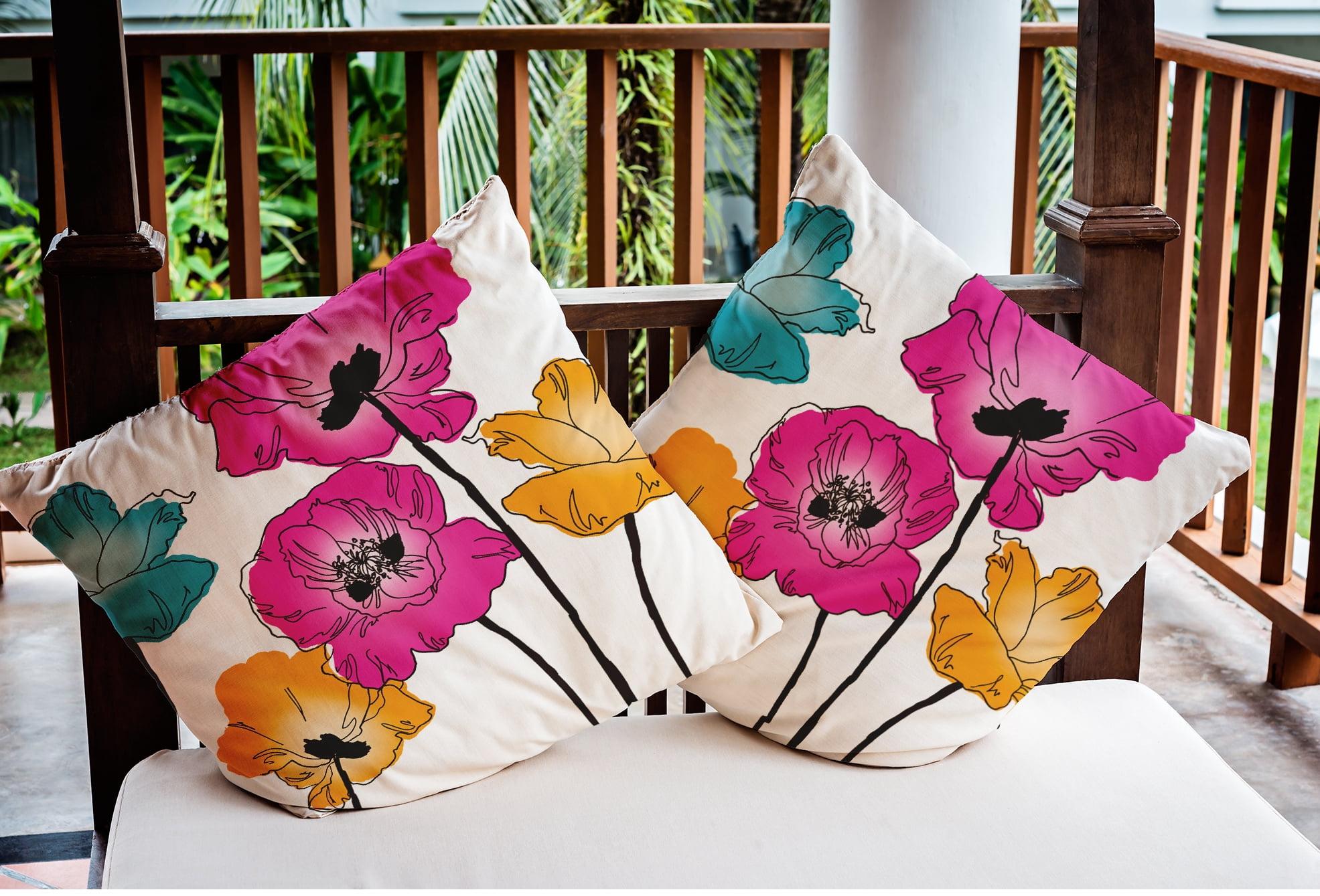 Simply Daisy 20 in x 20 in Modern and Contemporary Pink Floral Polyester Throw Pillow
