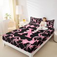 thumbnail image 3 of Manfei Bow Letter X Bed Sheets for Girls, Pink Initial Ribbon King Sheets, 4pcs, 3 of 5