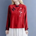 thumbnail image 2 of Women's Summer Flora Embroidered Tops Summer Gauze Shirts Bohemian Tops Cotton Linen Tops Mexican Shirts Work Tees 3/4 Length Sleeve Shirts Summer Tshirts Solid Color Shirts Dressy Casual Blouses, 2 of 5