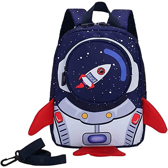 Mochila para niños, mochila para niñas y niños, mochila para jardín de infantes con arnés y cinturón, mochila escolar con forma de cohete, mochila impermeable para jardín de infantes, 21 x 10 x 27 cm JAMW Sencillez
