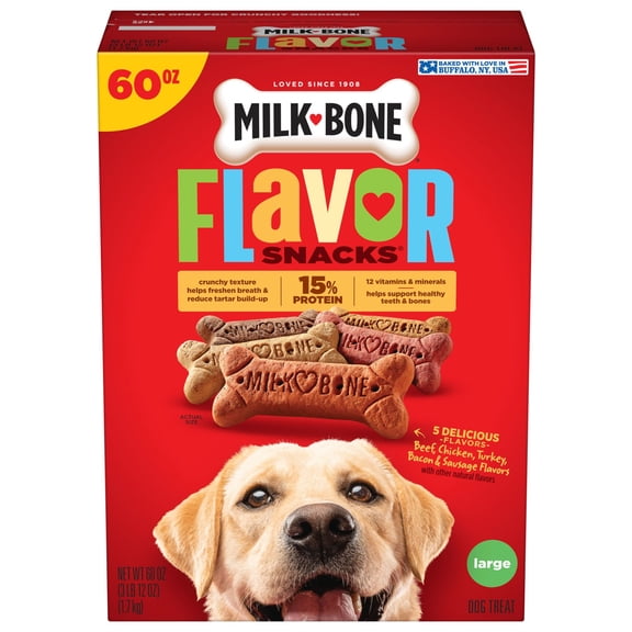 Milk Bone Flavor Snacks Large Dog Biscuits, Flavored Crunchy Dog Treats, 60 oz