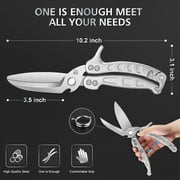 Charext Heavy Duty Poultry Shears - A Must Have Kitchen Shears for Chicken and Meat Cutting - Dishwasher Safe and Stainless Food Kitchen Scissors (Silver)