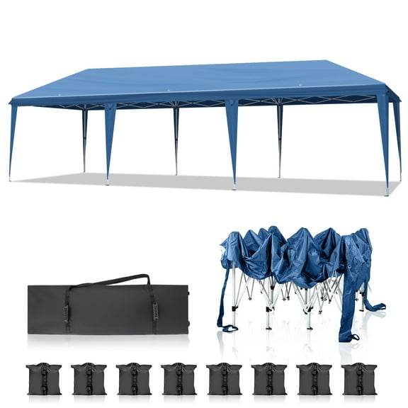 Zimtown 10'X30' Canopy Pop up Wedding Party Tent Foldable Gazebo No Sidewalls Canopy Blue