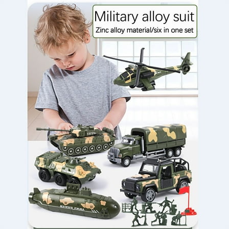 ABPWLY Toys Diecast Military Vehicle Toy Set 4 Piece with Action Figures Tank Helicopter Toys for Boys