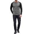 thumbnail image 2 of INSPIRE CHIC Men's Raglan T-Shirt Long Sleeve Crewneck Casual Baseball T-Shirts M Gray, 2 of 6