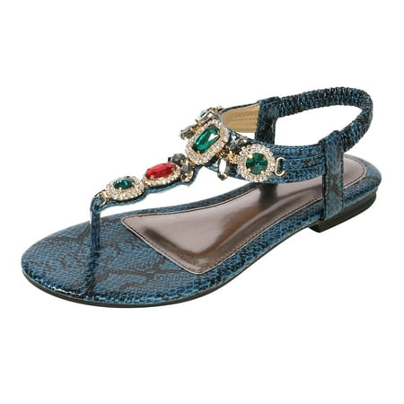 

Women s Elastic Jeweled Bohemian Flats Thong Dressy Antiskid Rhinestone Comfort Walking Shoes Beach Shoes