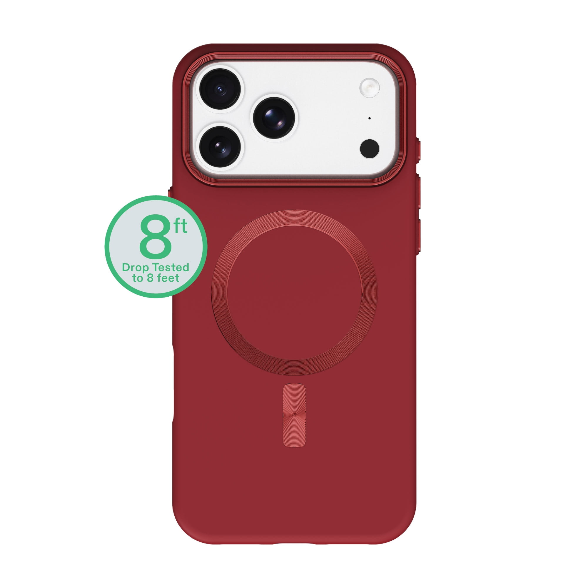 onn Soft Touch Phone Case for iPhone 18 Pro Max / 17 Pro Max, MagSafe Compatible - Deep Red