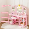 thumbnail image 5 of Ktaxon Kids' Wooden Vanity Table and Stool Set with Tri Folding Mirror, Princess Makeup Dressing Table,Children's Furniture, Girls Gift, Pink, 5 of 8