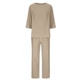 thumbnail image 5 of Women's Linen Two Piece Casual Set Breathable Loose Home and Outfit, 5 of 7