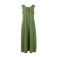 thumbnail image 6 of Tianiyouqing Linen Fall Smocked for Women Dresses Sleeveless Botton Down Party Dressy Tank Dresses Henley Business Palazzo Midi Sundresses Army Green L, 6 of 7