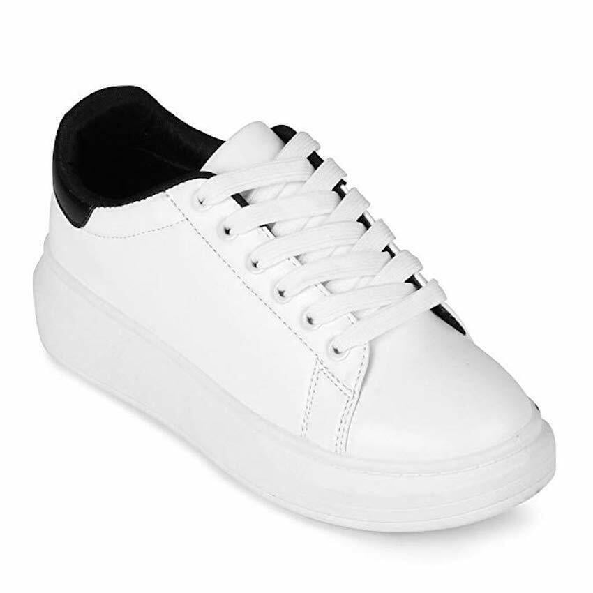 Wanted SH0ES WHITE Chervil Lace-Up Platform Wedge Sneaker WHITE SZ 6M ...