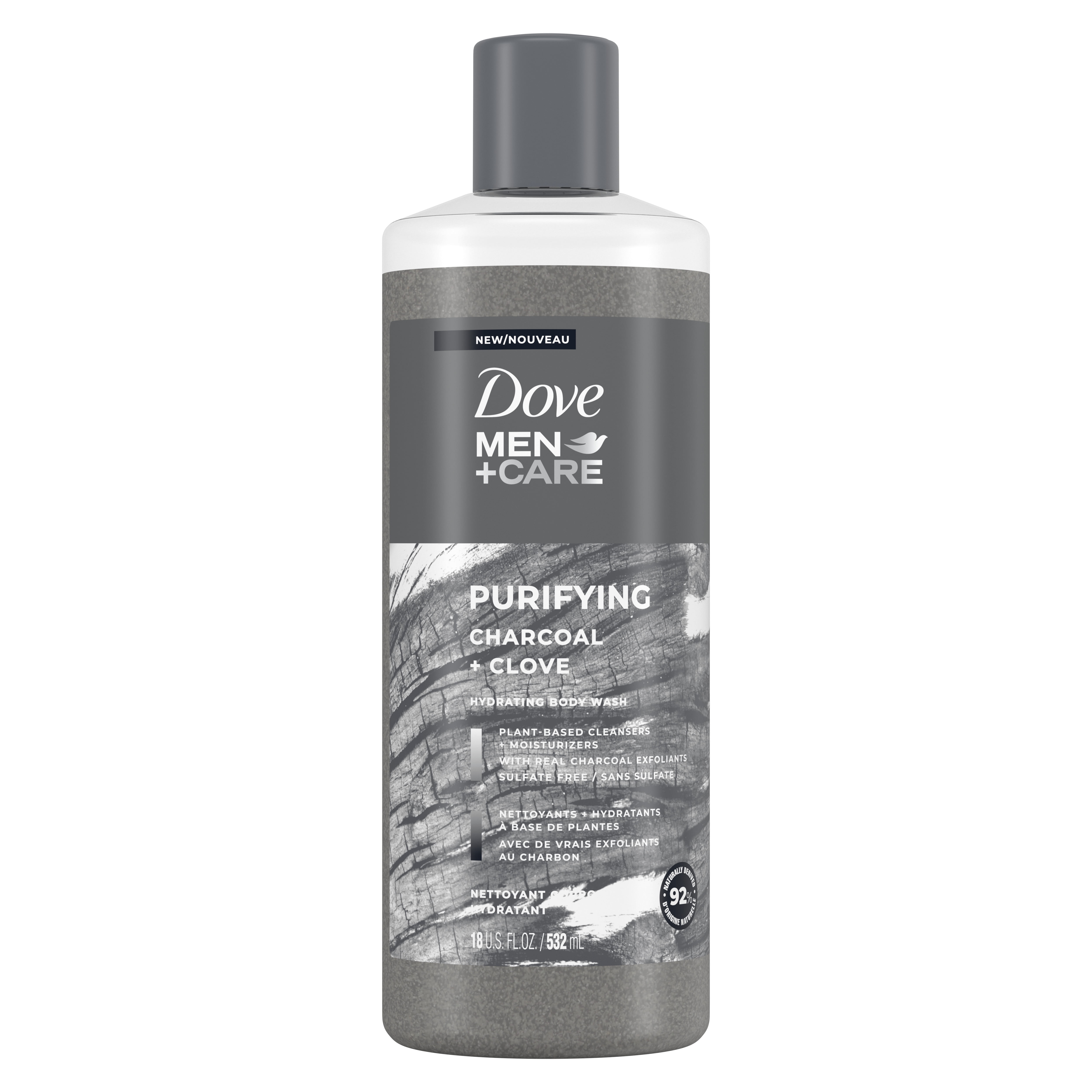 Dove Men+Care Charcoal + Clove Liquid Body Wash for Men, 18 oz