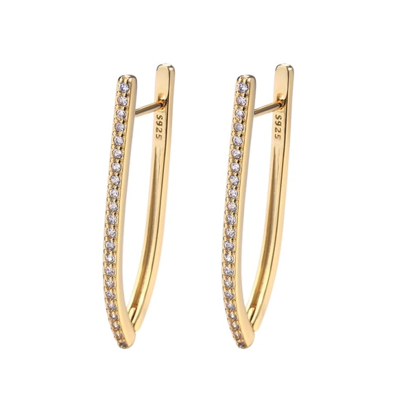 Amy and Annette 14K Gold plated hoop earrings with Crystals