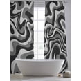 thumbnail image 5 of Abstract Distortion Texture Sheer Curtains 96 Inches Long 2 Panels Grey Black Line Fluid Art Light Filtering Semi Sheer Window Curtains Drapes for Bedroom Living Room 52"x96", 5 of 7