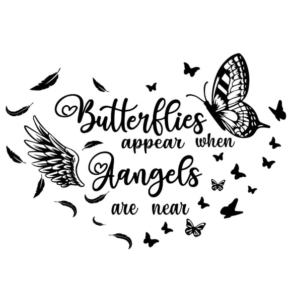 Butterfly Angel Wings Wall Decals Wall Stickers Inspirational Quotes Mural Black Motivational Saying Girls Women Classroom Living Room Decorations
