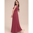 thumbnail image 5 of Drtj 2-14T Kids Junior Bridesmaid Flower Girl Elegant Formal A-line V-Neck Floor-Length Chiffon Dresses, 5 of 6