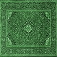 thumbnail image 1 of Ahgly Company Indoor Square Medallion Emerald Green Traditional Area Rugs, 3' Square, 1 of 4