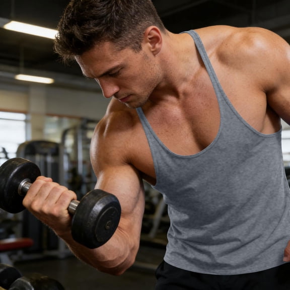 Vmvidoty Men's Stringer Tank Tops Muscule Cut Bodybuilding Gym Vest Workout Sleeveless T-Shirt Gray XL