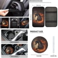 thumbnail image 4 of FKELYI Vintage Horse Black Print Auto Seat Covers Full Set with Steering Wheel Cover Shoulder Seatbelt Pad Armrest Pad Cup Coasters Head Rest Protector Gear Shift Knob Sleeve for Most Sedan, 4 of 6